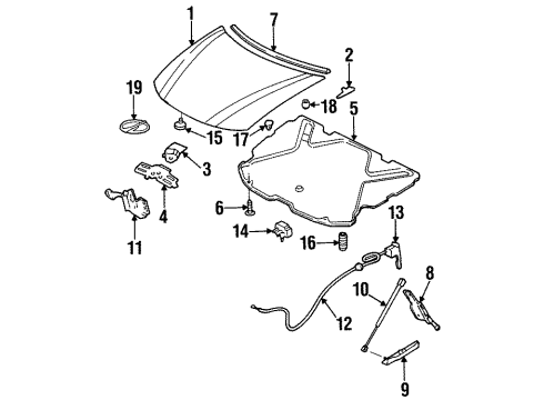 1998 Oldsmobile Intrigue Hood & Components, Body Diagram