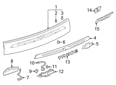 2022 Chevy Tahoe Plate Assembly, L/Gate Veh Na *Exterior Brim Diagram for 84701872