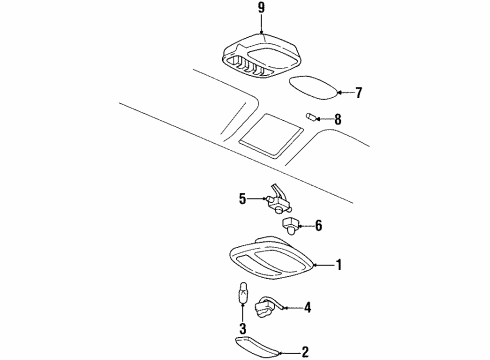 1995 Oldsmobile Aurora Button,Switch Windshield Header Courtesy & Reading *Teal Diagram for 12537877