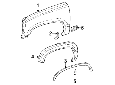 1992 GMC Yukon Exterior Trim - Fender Diagram