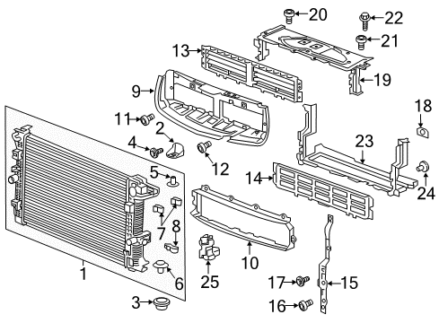 2018 Buick Envision Baffle Assembly, Radiator Air Upper Diagram for 23331066