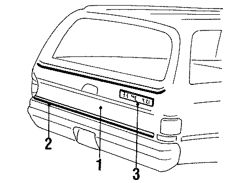 1991 Chevy V2500 Suburban Rear Loading Door - Rear Cargo Door Diagram 1 - Thumbnail