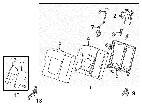 2013 Chevy Spark Cover,Rear Seat Back Side Diagram for 95186568