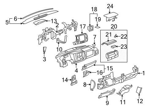 2013 Chevy Silverado 1500 Panel Assembly, Instrument Panel Lower Trim Diagram for 22881581