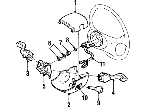 2000 Cadillac Catera Cover,Steering Column Trim *Black Diagram for 9105008