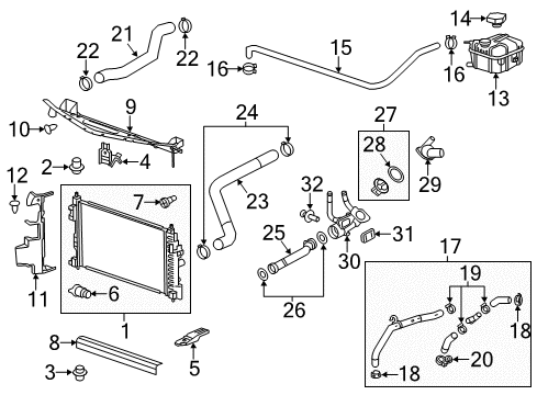 2014 Chevy Impala Deflector Assembly, Radiator Air Side Diagram for 22856475