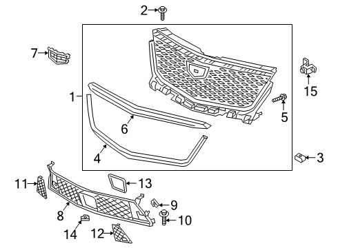 2022 Cadillac XT6 Grille & Components Diagram