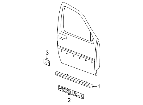 2000 Chevy Venture Molding Asm,Front Side Door Lower (RH) *Primed Diagram for 19153584