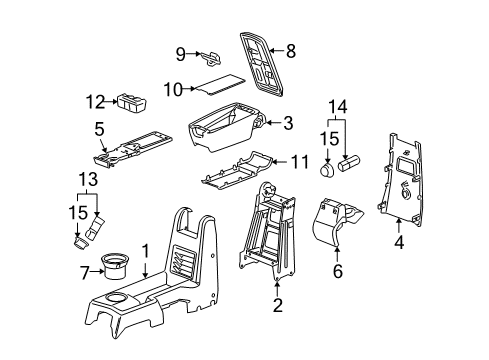 2009 Pontiac Torrent Center Console, Front Console Diagram 1 - Thumbnail