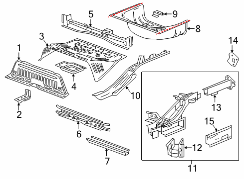 2019 Chevy Bolt EV Rear Body - Floor & Rails Diagram