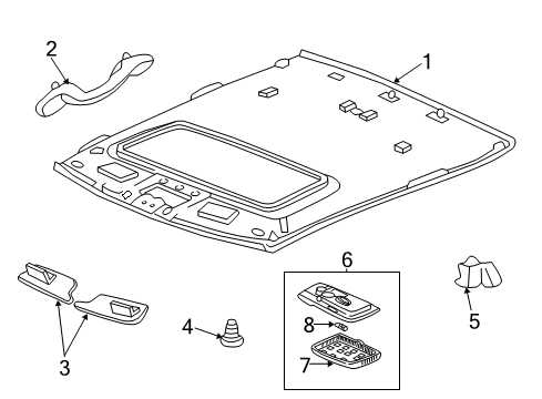 2004 Chevy Tahoe Panel,Headlining Trim Diagram for 15787433