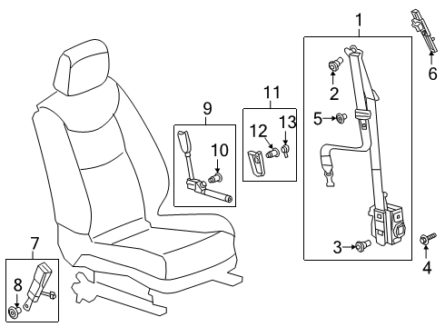 2020 Cadillac XT6 Buckle Kit, R/Seat Belt *Black Diagram for 84572129