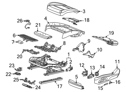 2022 Cadillac CT5 Driver Seat Components Diagram 2 - Thumbnail