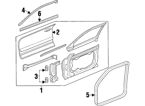 1998 Oldsmobile Cutlass Weatherstrip Assembly, Front Side Door Upper Auxiliary *Black Diagram for 22597485