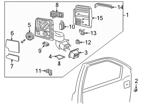 2020 GMC Sierra 2500 HD Mirror Assembly, O/S Rr View (W/O Cvr) Diagram for 84817038