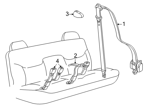 2005 Hummer H2 Rear Seat Belts Diagram 1 - Thumbnail