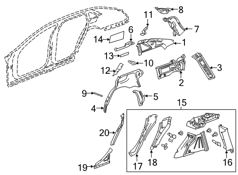 2017 Cadillac CT6 Brace, Body Lock Pillar Outer Panel Diagram for 22990241