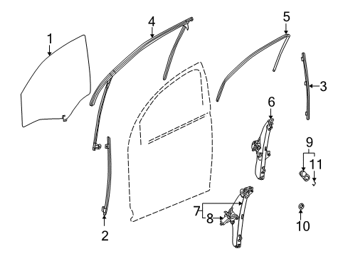 2003 Saturn Vue Front Door - Glass & Hardware Diagram