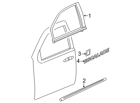 2008 Cadillac Escalade Exterior Trim - Front Door Diagram