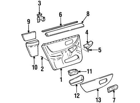 2000 Oldsmobile Intrigue Plate Assembly, Rear Side Door Armrest Switch Mount <Use 1C5L*Very Dark Gray Diagram for 10293896