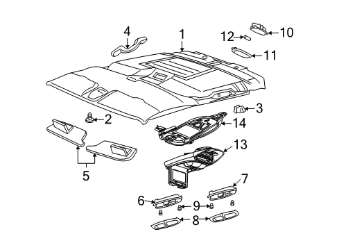 2004 Buick Rainier Retainer,Roof Front Inner Trim Panel Diagram for 10280777