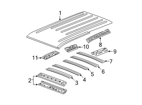 2009 Chevy Suburban 1500 Roof & Components Diagram