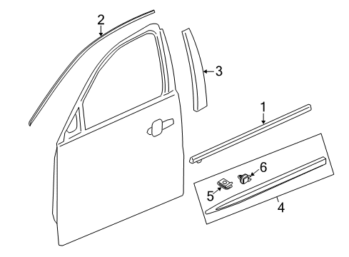 2017 Cadillac XTS Exterior Trim - Front Door Diagram