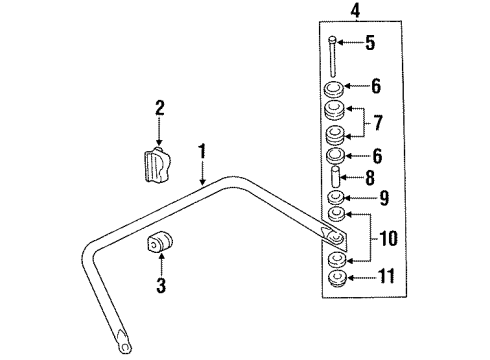 1996 Oldsmobile Aurora Rear Suspension Components, Lower Control Arm, Ride Control, Stabilizer Bar Diagram