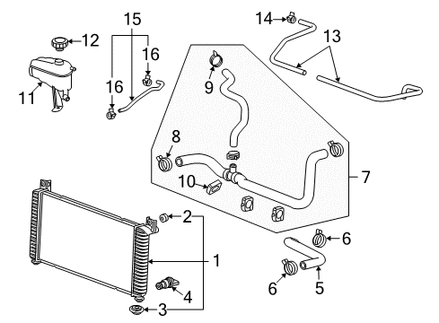 2016 GMC Sierra 1500 Engine Radiator Assembly Diagram for 84207654