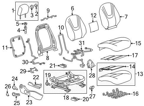 2011 Chevy Volt Passenger Seat Components Diagram