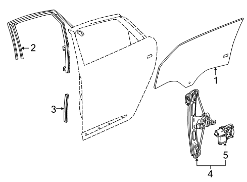 2014 Cadillac XTS Rear Door - Glass & Hardware Diagram