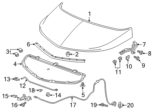 2022 Chevy Bolt EV Pivot, Hood Hold Open Rod Diagram for 42751062