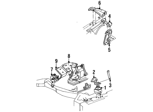 1992 Cadillac Seville Engine & Trans Mounting Diagram