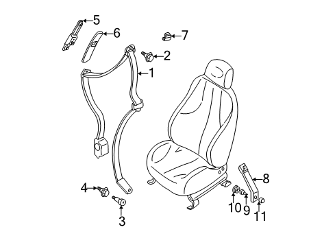 1995 Chevy Cavalier Belt Kit,Rear Seat Center(Complete) *Graphite Diagram for 12523782