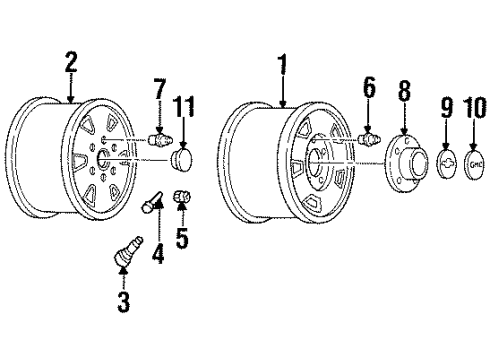 1991 Chevy C2500 Wheels, Covers & Trim Diagram 7 - Thumbnail