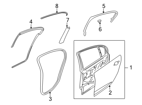 2009 Pontiac G8 Cover,Rear Side Door Window Frame Diagram for 92191348