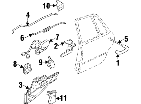 1999 Buick LeSabre Rear Door - Lock & Hardware Diagram