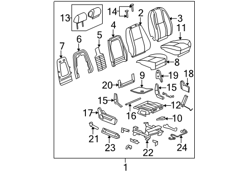 2010 GMC Yukon XL 2500 Front Seat Components Diagram 7 - Thumbnail