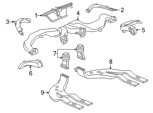 2016 Chevy Cruze Duct, Floor Rear Air Outlet Diagram for 39044133