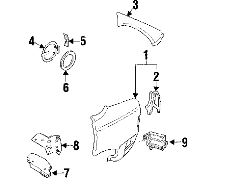 1998 Cadillac Catera Latch,Fuel Tank Filler Door Diagram for 90460945