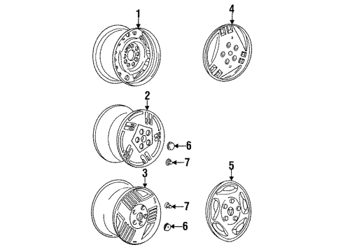 1993 Pontiac Trans Sport Wheel Rim Kit,Aluminum 15X6 Diagram for 12509355