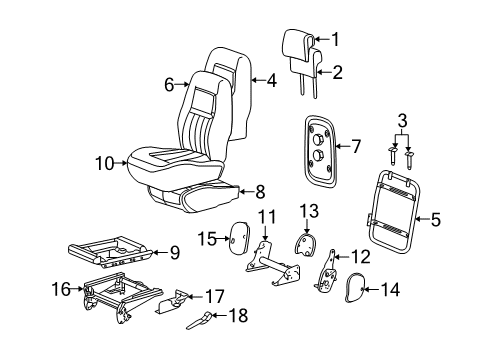 2007 Saturn Relay Rear Seat Components Diagram 2 - Thumbnail