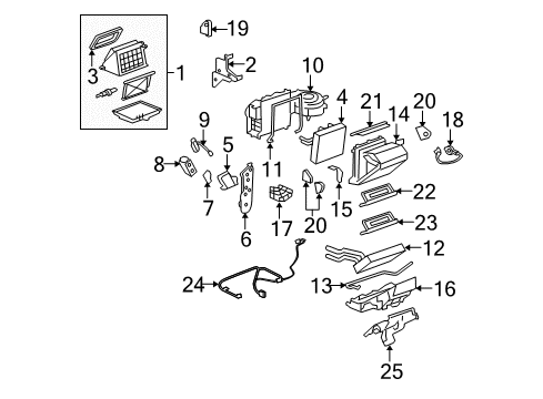 2005 Chevy Equinox A/C Evaporator & Heater Components Diagram