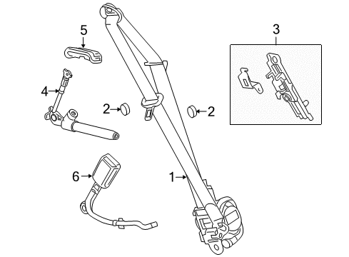 2013 Cadillac CTS Seat Belt, Body Diagram 1 - Thumbnail