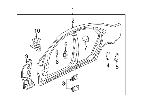 2012 Chevy Caprice Brace,Body Hinge Pillar(To Front Wheelhouse Panel Upper Outer Side Rail) Diagram for 92207329