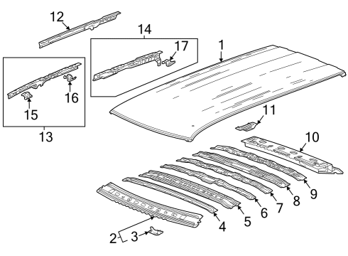 2021 Cadillac Escalade Roof & Components Diagram