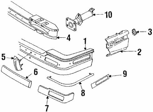 1988 Cadillac Eldorado Front Bumper Cover Diagram for 1636294