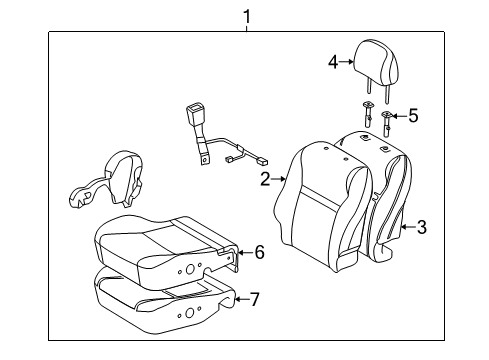 2010 Pontiac Vibe Cover,Driver Seat Back Cushion *Gray Diagram for 19185004