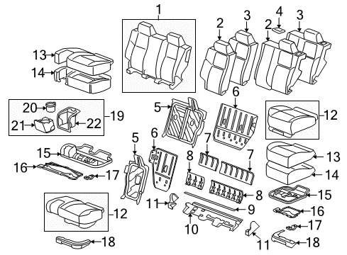 2007 Hummer H3 Rear Seat Components Diagram