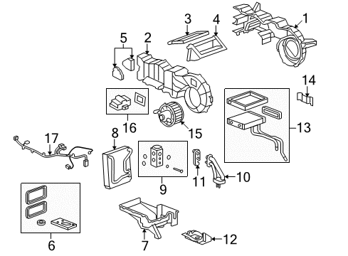 2009 Hummer H2 Case,Auxiliary A/C Evaporator & Blower (LH Case) Diagram for 19130374